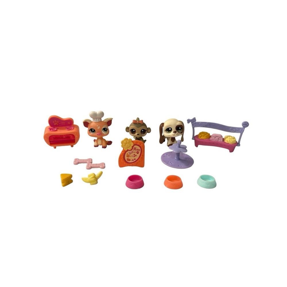 LPS Gen 2 Humble Pie Bakeshop Playset Pig #1595 Dog #1594 Monkey #1593 Partial